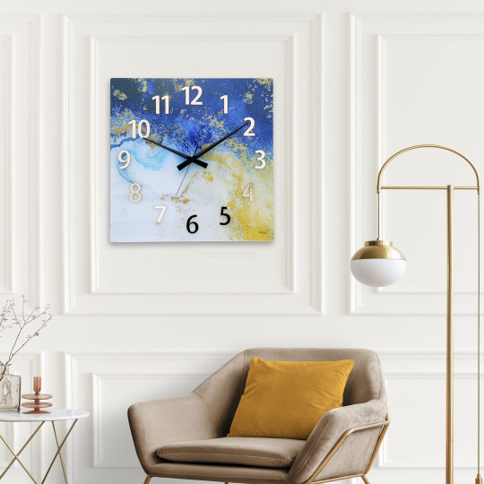 Ceas de perete din acril de culoare albastră, 49 cm