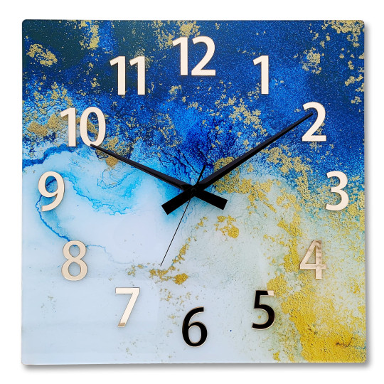 Ceas de perete din acril de culoare albastră, 49 cm