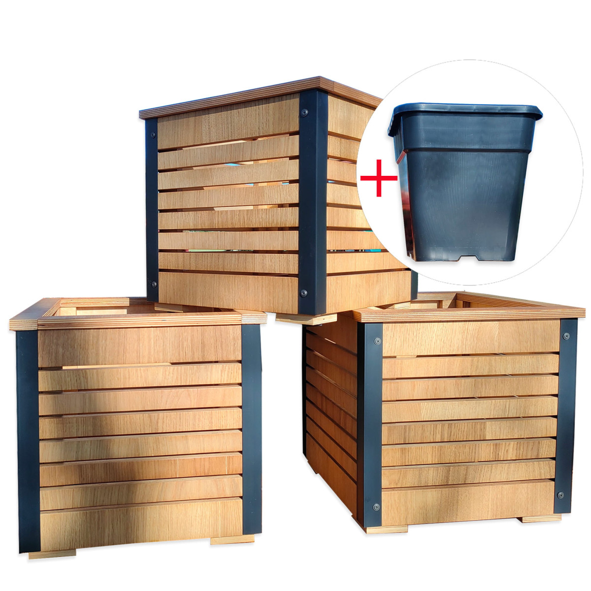 Ghiveci de gradină din lemn de stejar 38,5 cm