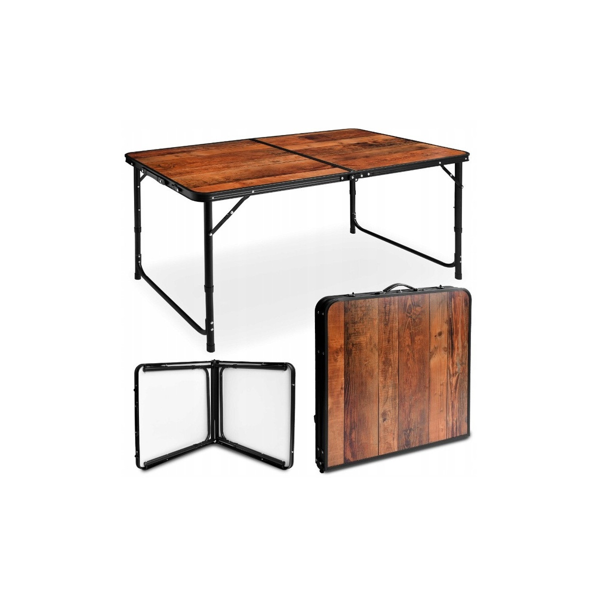 Set de mobilier turistic PREMIUM compus din scaun și masă, de culoare maro-negru