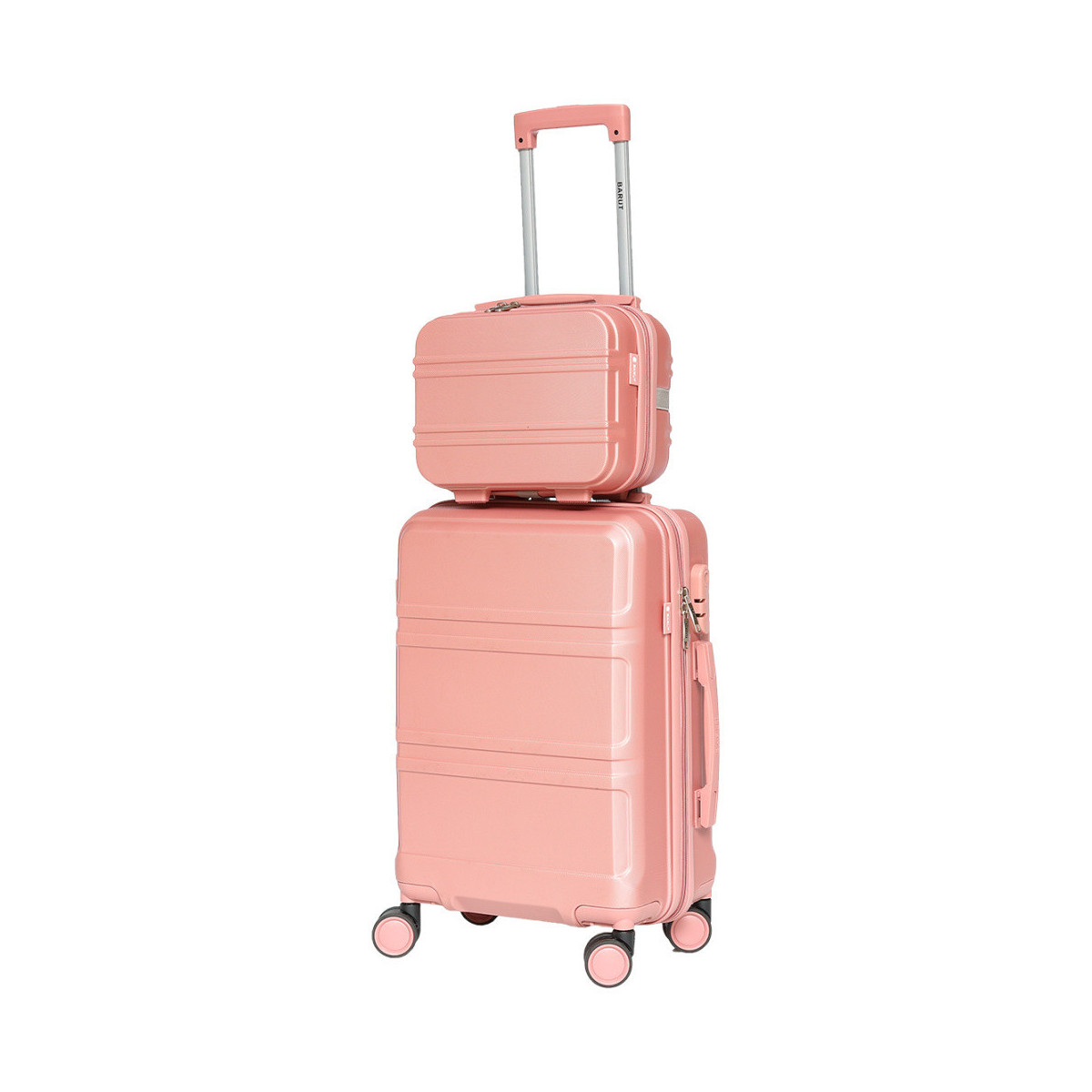 Geanta de voiaj roz deschis cu geanta mică