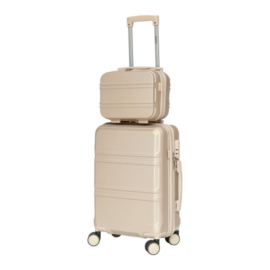 Valiză de mână cu geantă în culoare metalizată aurie