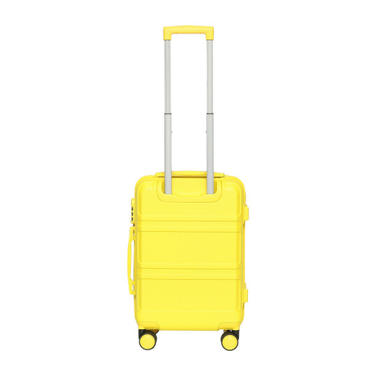 Geanta de voiaj de mână cu o geantă galbenă.