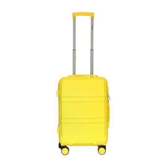 Geanta de voiaj de mână cu o geantă galbenă.