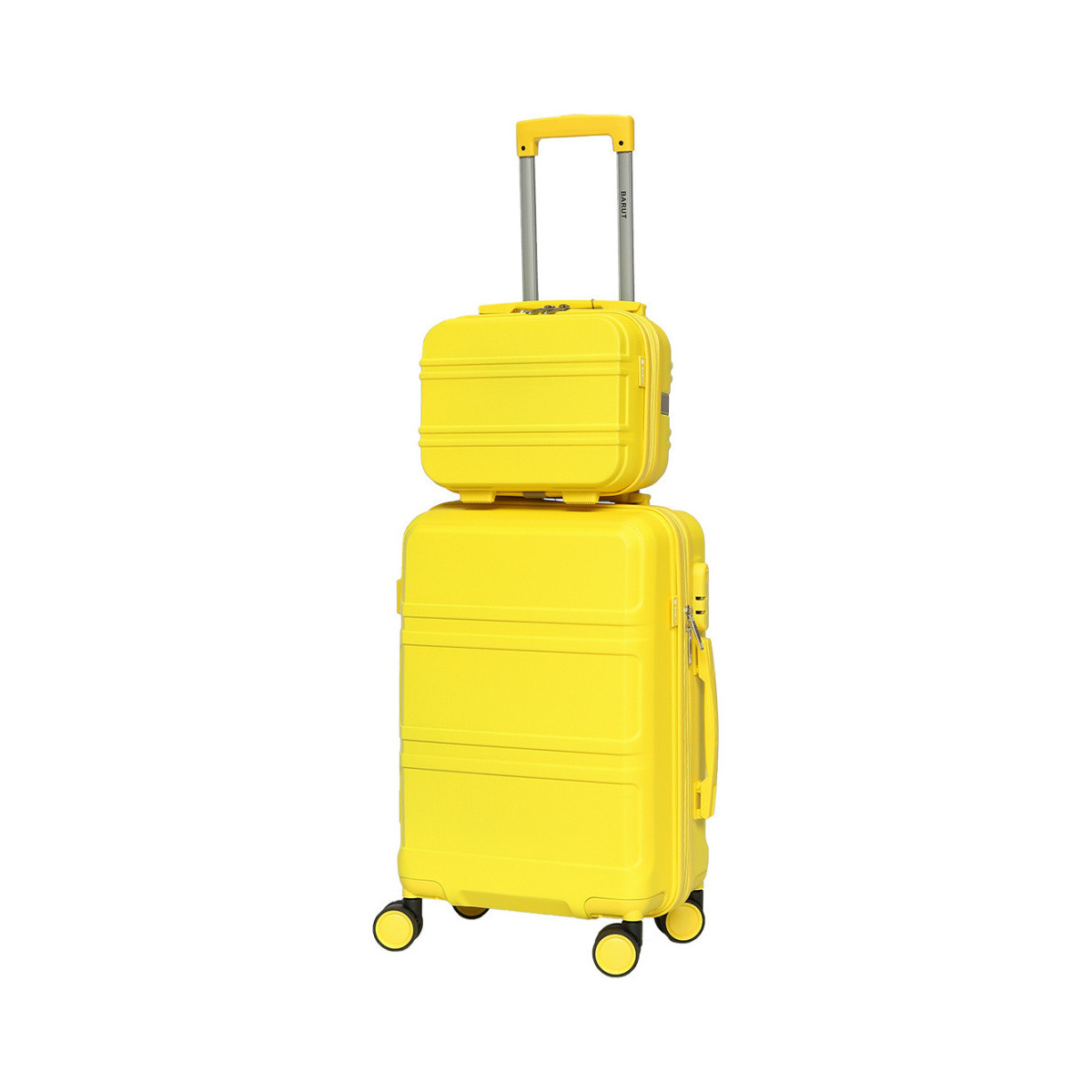 Geanta de voiaj de mână cu o geantă galbenă.