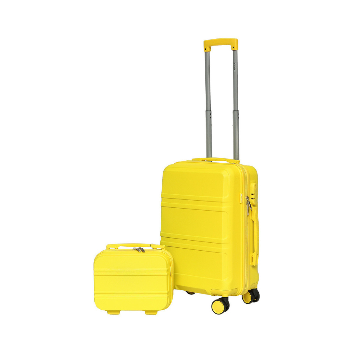 Geanta de voiaj de mână cu o geantă galbenă.