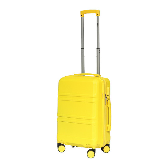 Geanta de voiaj de mână cu o geantă galbenă.