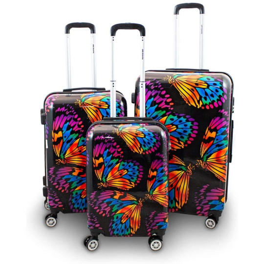 Set de valize negre cu fluturi