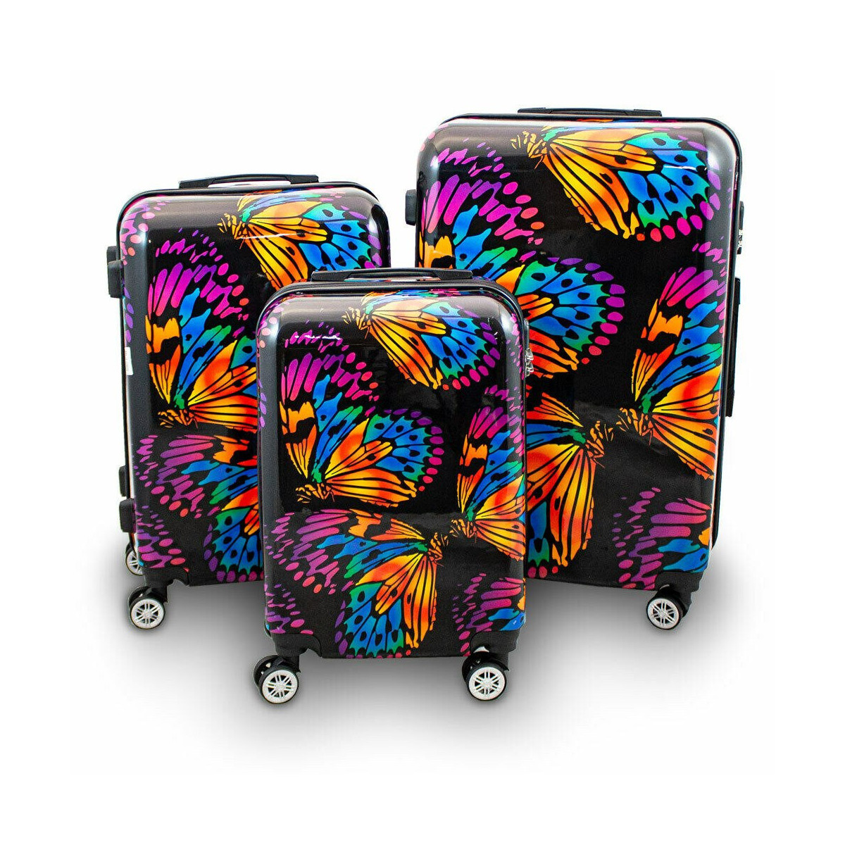 Set de valize negre cu fluturi