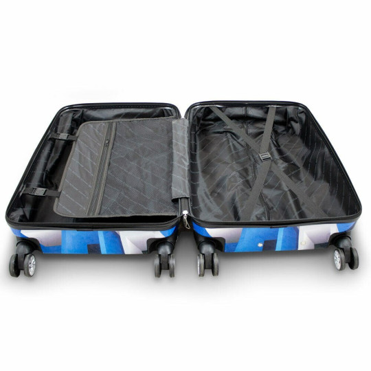 Sertar de valize albastre cu pătrate albastre/aluat