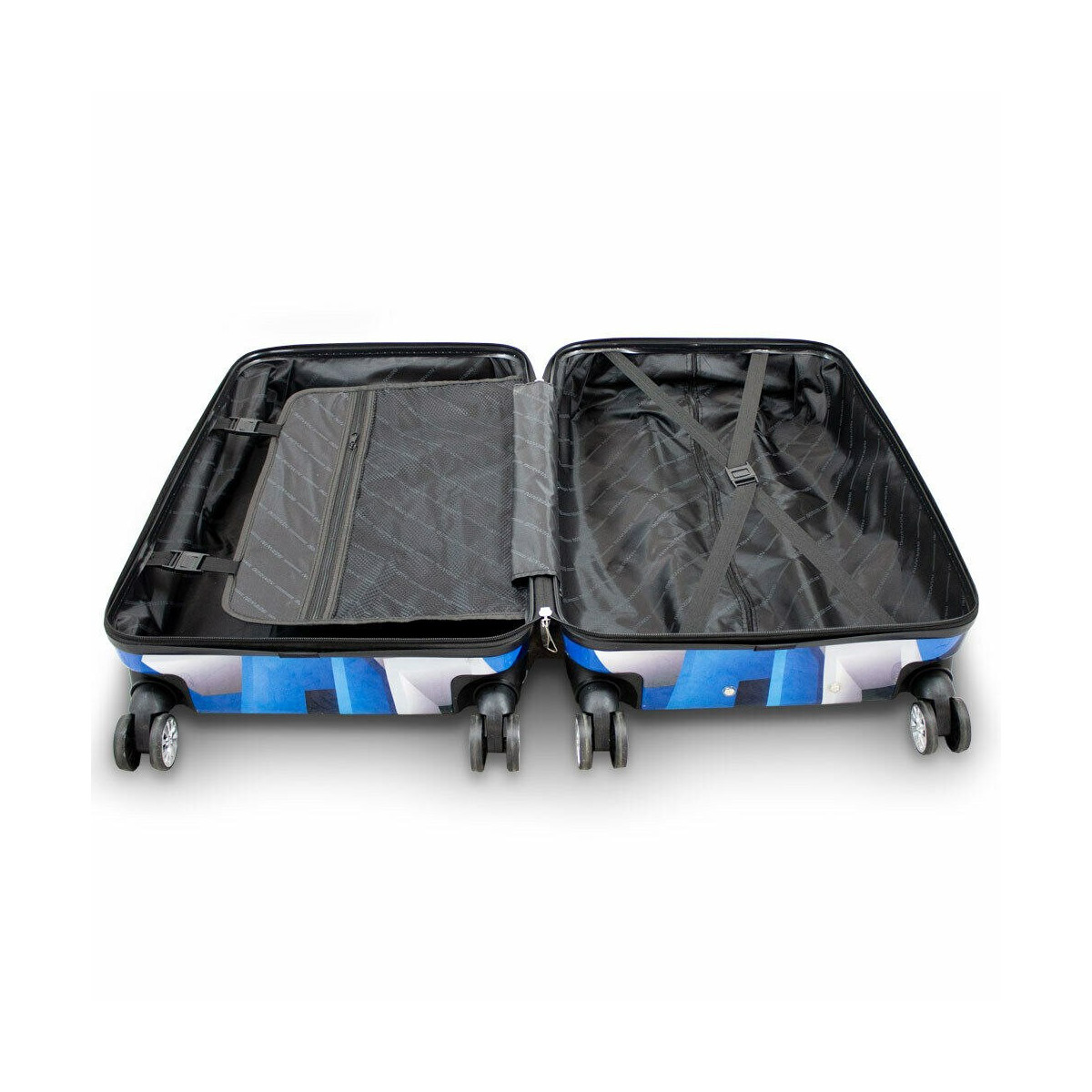 Sertar de valize albastre cu pătrate albastre/aluat