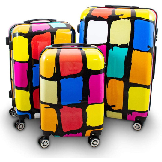 Set de valize cu petice colorate