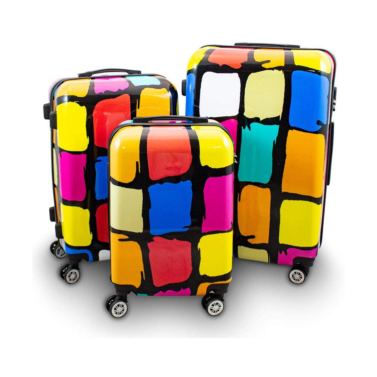Set de valize cu petice colorate