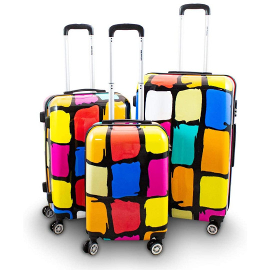 Set de valize cu petice colorate