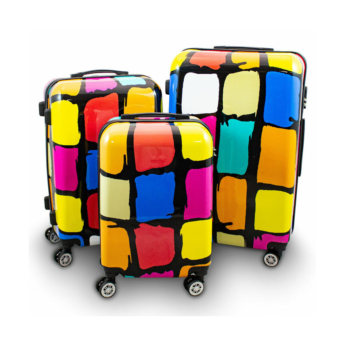 Set de valize cu petice colorate