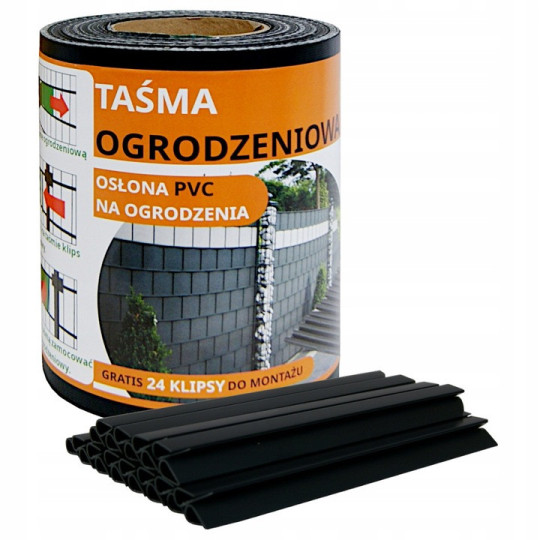 Banda electrica pentru gard neagra PVC cu dimensiunea de 19cmx35m + CLIPSURI GRATUIT