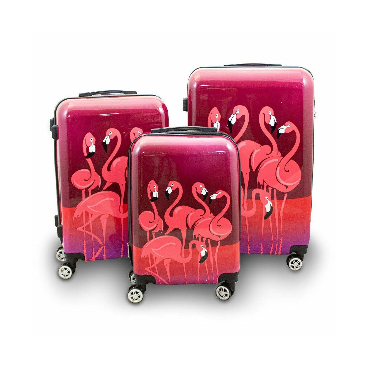 SETUL MODERN DE VALIZE 3D DE CĂLĂTORIE, FLAMINGO