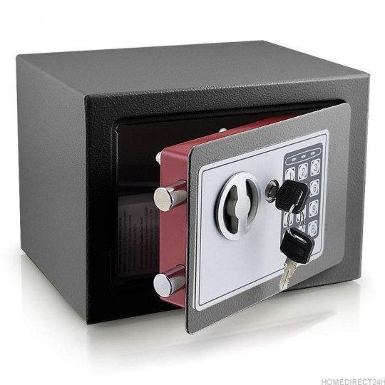 Seif electronic mini pentru birou, de culoare gri