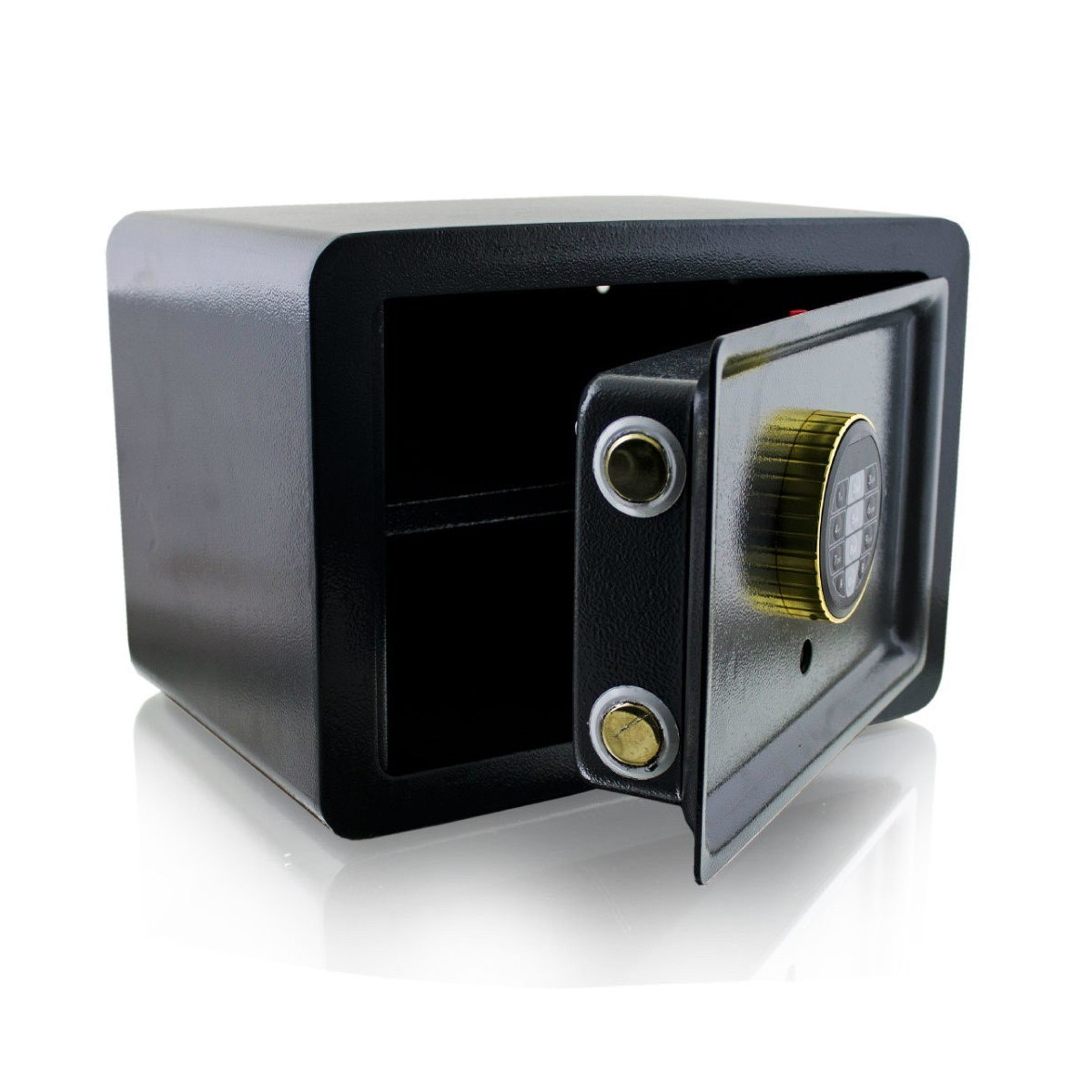 Trezor cu încuietoare electronică cu cod + cheie, de culoare neagră