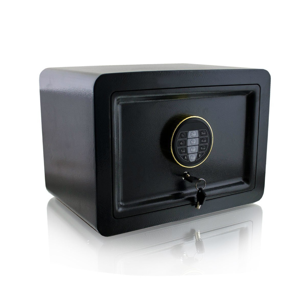 Trezor cu încuietoare electronică cu cod + cheie, de culoare neagră