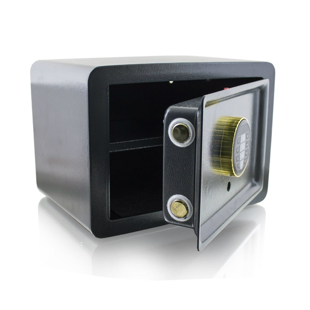 Trezor cu închidere electronică pe bază de cod + cheie, de culoare gri