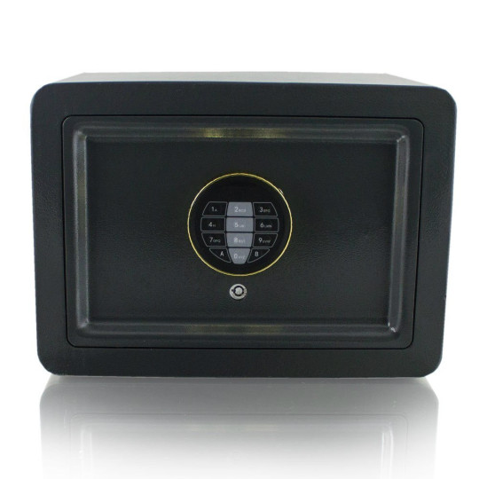 Trezor cu închidere electronică pe bază de cod + cheie, de culoare gri