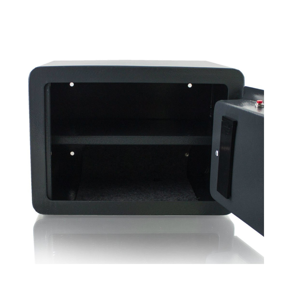 Trezor cu închidere electronică pe bază de cod + cheie, de culoare gri