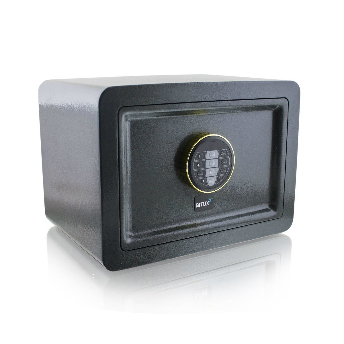 Trezor cu închidere electronică pe bază de cod + cheie, de culoare gri