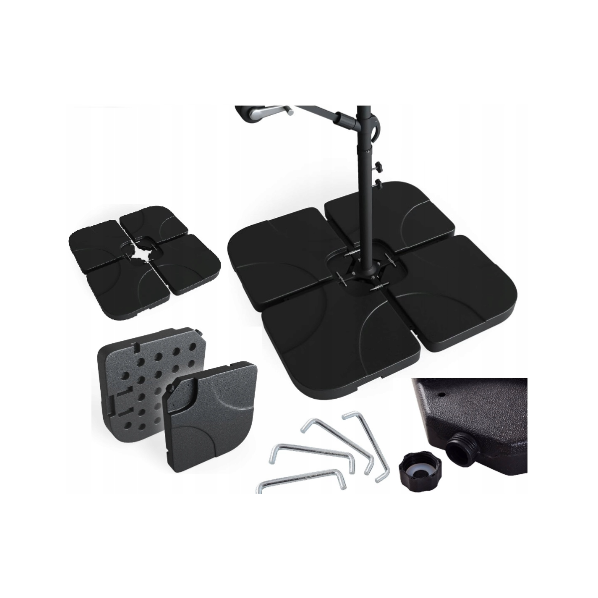 Greutăți pentru umbrelă de soare, 4 bucăți, umplere cu apă, nisip