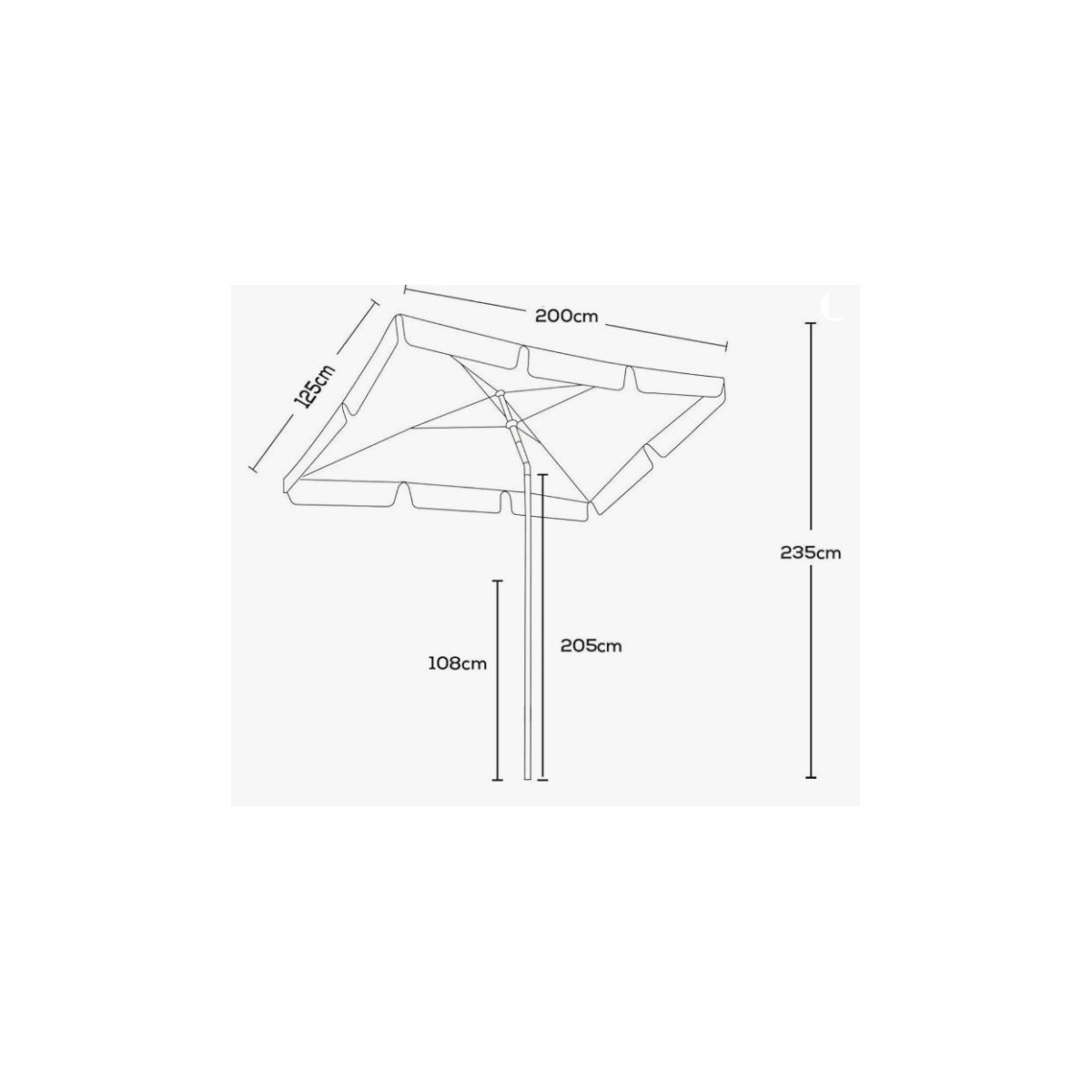 Umbrelă în culoare bej deschis cu volane 125x200 cm