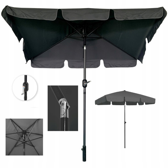 Umbrelă de grădină de culoare gri închis 125x200 cm