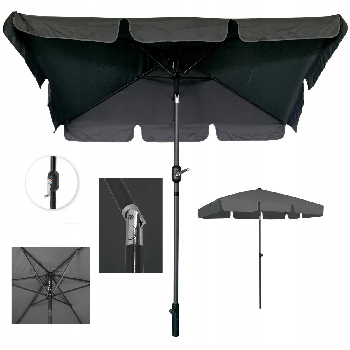 Umbrelă de grădină de culoare gri închis 125x200 cm