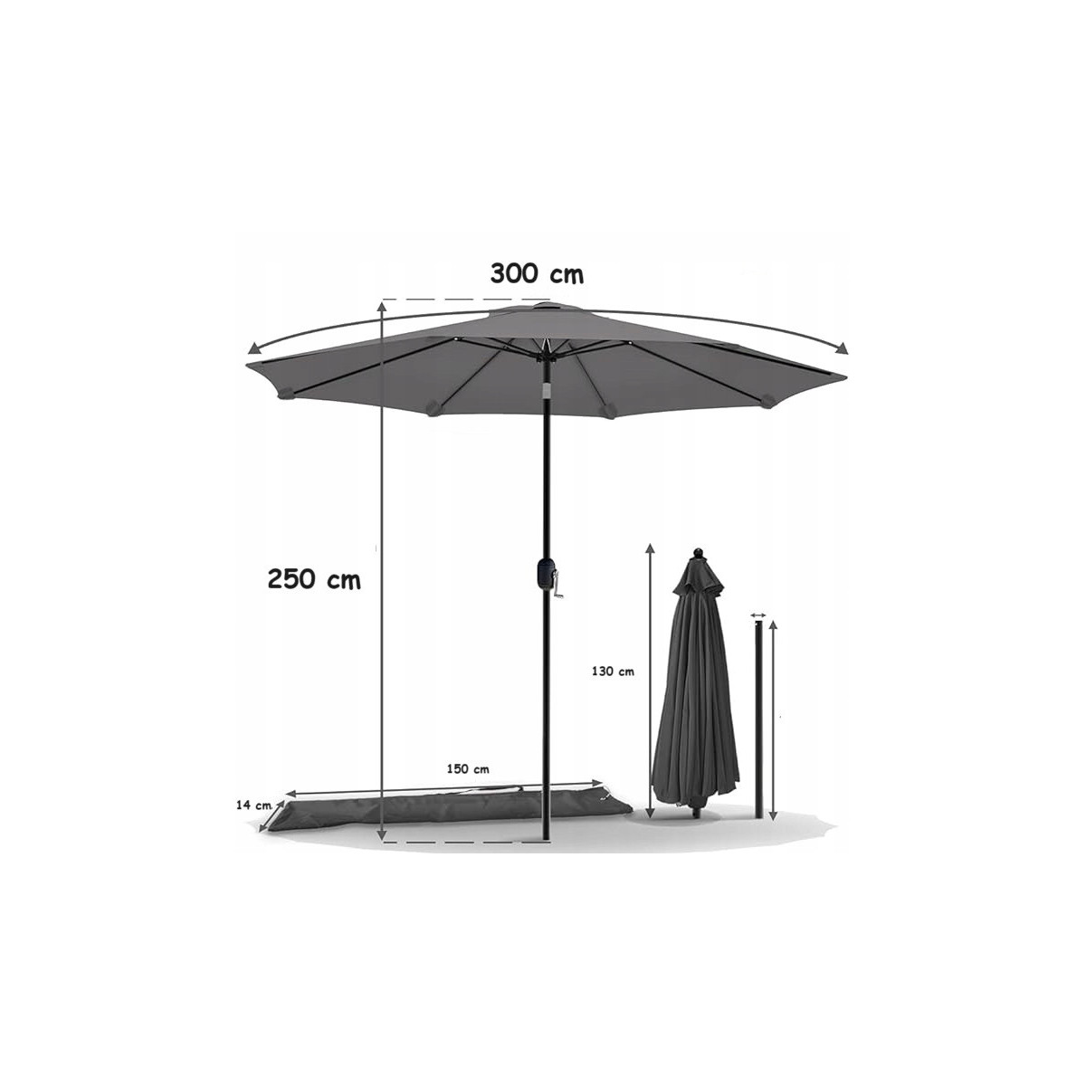 Lumina umbrelă bej de 300 cm