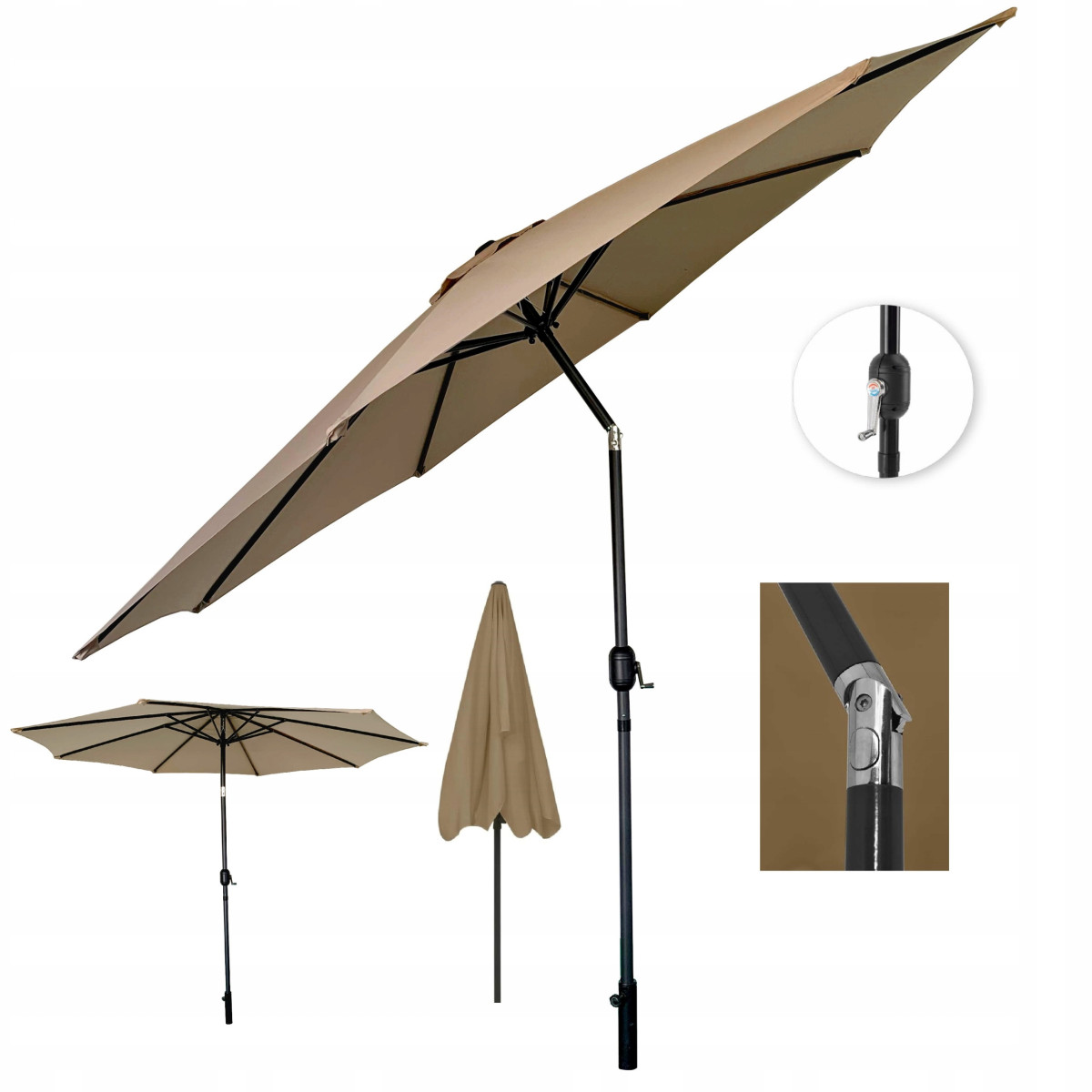 Umbrelă de 300 cm de culoare bej închis