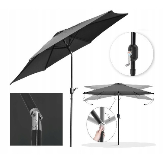 Umbrele de grădină mari de culoare gri închis cu dimensiunea de 300 cm