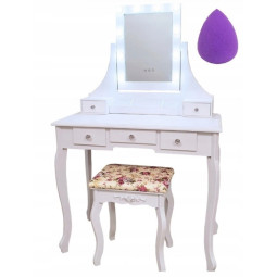 Masă de toaletă mare de culoare albă cu oglindă LED