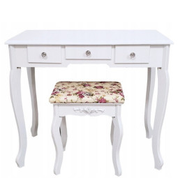 Masă de toaletă mare de culoare albă cu oglindă LED