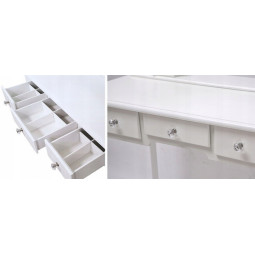 Masă de toaletă mare de culoare albă cu oglindă LED