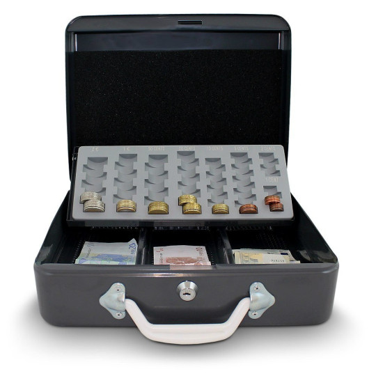 Cutie de transport pentru monede de culoare gri închis, 30cm