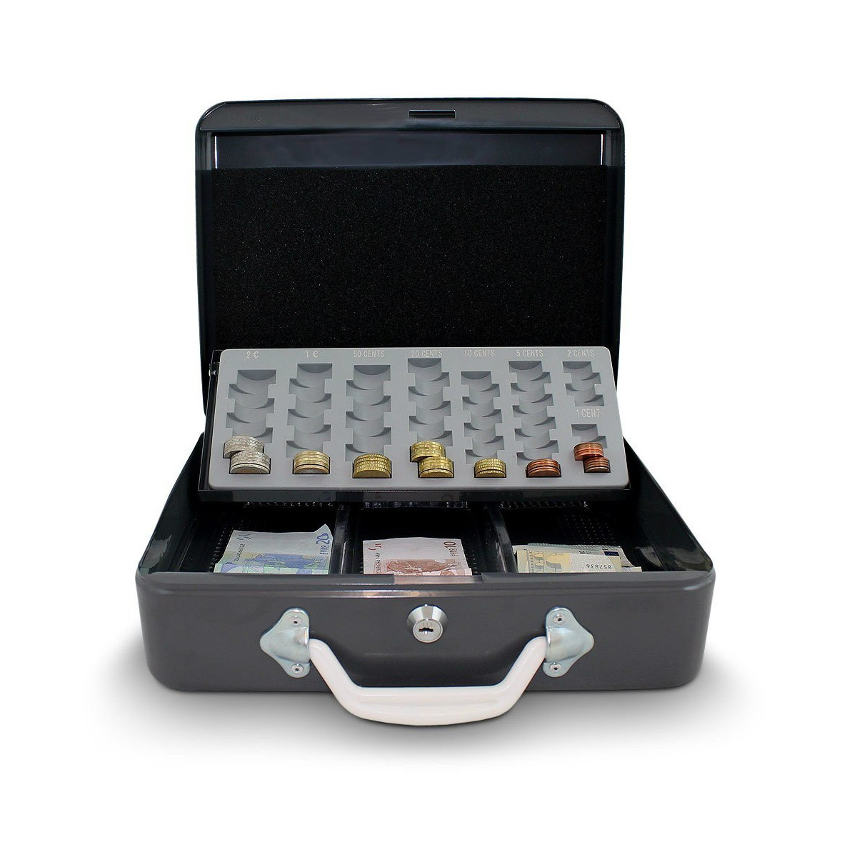 Cutie de transport pentru monede de culoare gri închis, 30cm