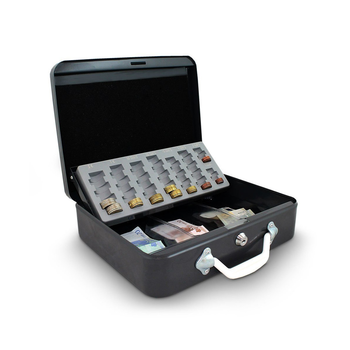 Cutie de transport pentru monede de culoare gri închis, 30cm