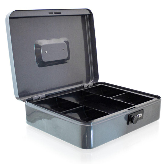 Cufărul metalic negru pentru monede, 30 cm