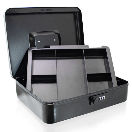 Cufărul metalic negru pentru monede, 30 cm