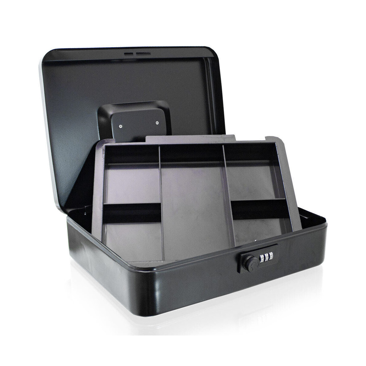 Cufărul metalic negru pentru monede, 30 cm