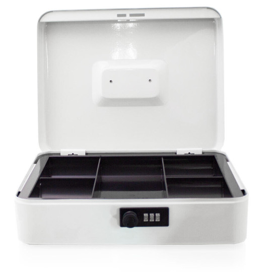 Cutie de metal gri deschis pentru monede, 30 cm