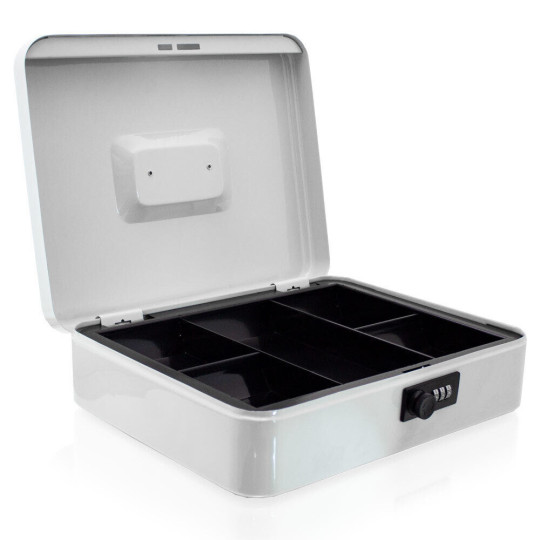 Cutie de metal gri deschis pentru monede, 30 cm