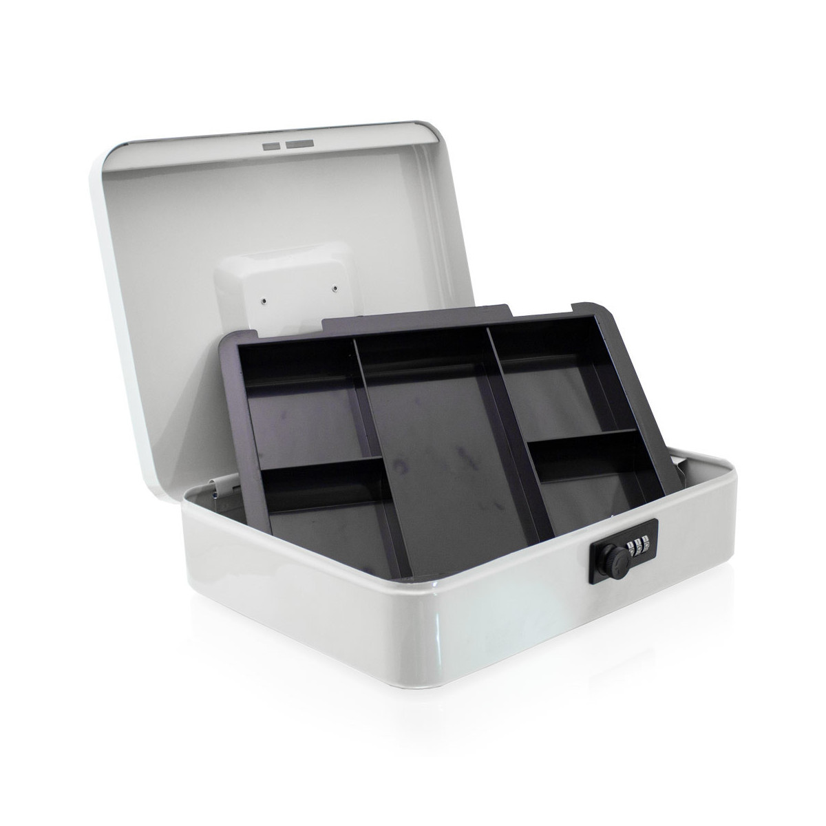 Cutie de metal gri deschis pentru monede, 30 cm