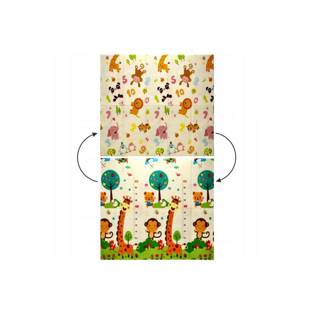 Pătură de joc reversibilă, Animale și numere, cu geantă, 180x200x1 cm