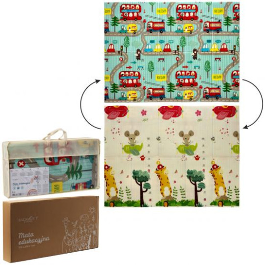 Saltea de joacă dublă, Mașini și avioane, cu geantă, 150x200x1 cm