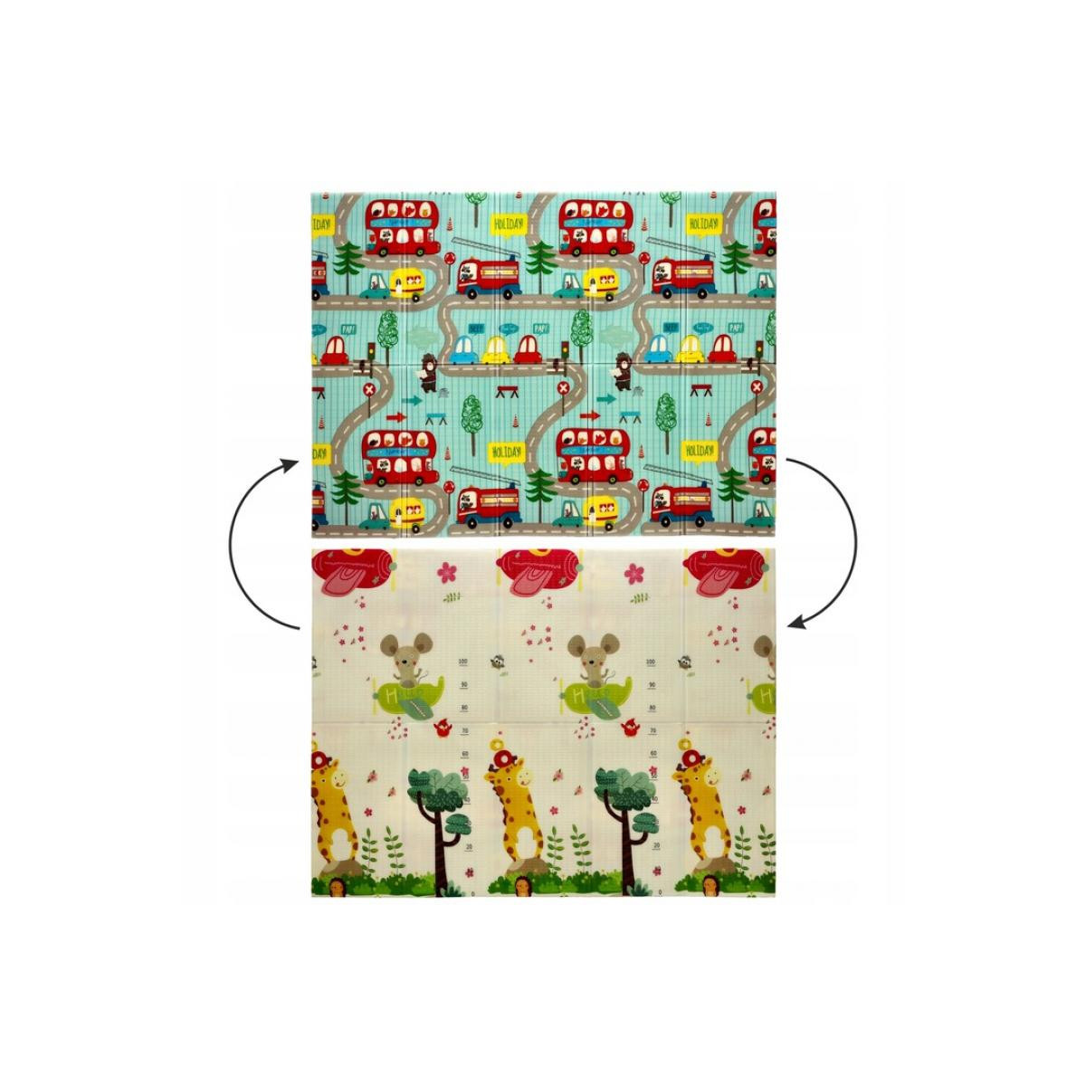 Saltea de joacă dublă, Mașini și avioane, cu geantă, 150x200x1 cm